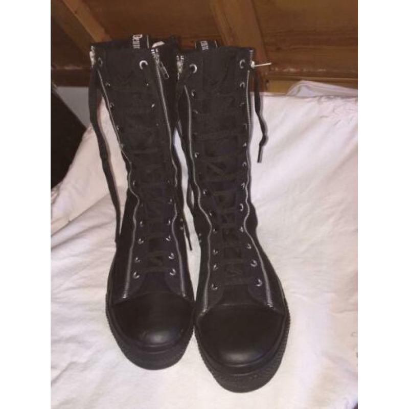 DEMONIA GOTHIC zwarte hoge linnen schoenen mt 47,5