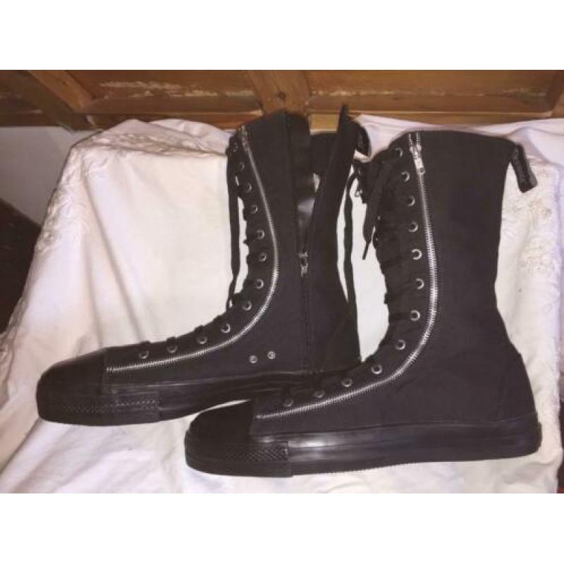 DEMONIA GOTHIC zwarte hoge linnen schoenen mt 47,5