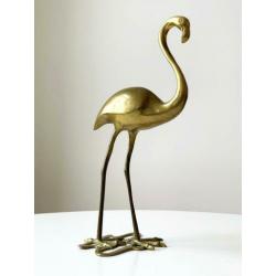 Vintage grote messing flamingo vogel Hollywood Regency beeld