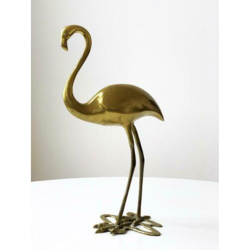 Vintage grote messing flamingo vogel Hollywood Regency beeld