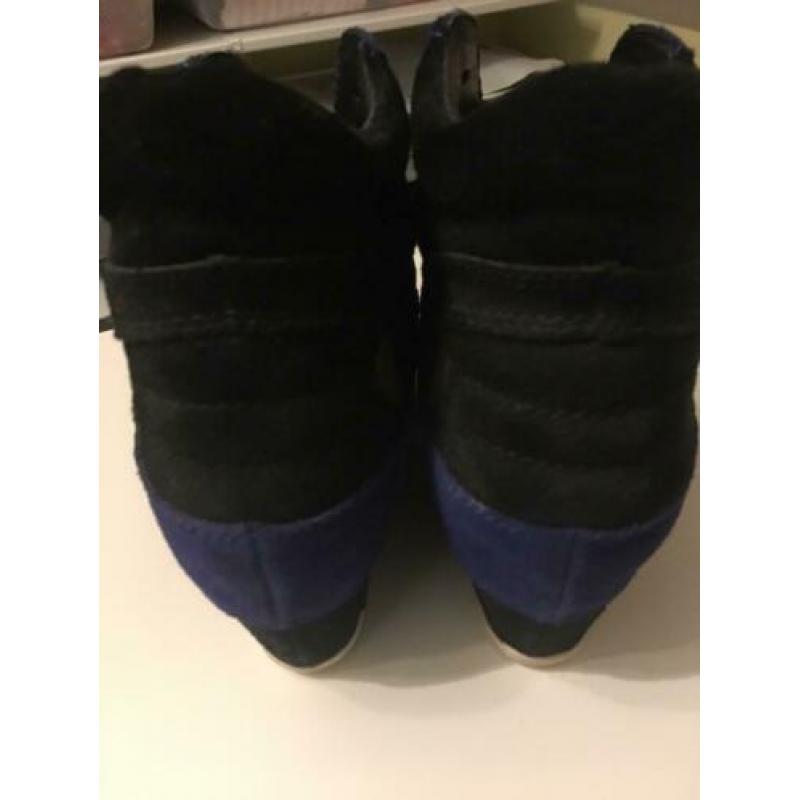 Ash wedge sneaker mt 41 zwart/cobalt/zand