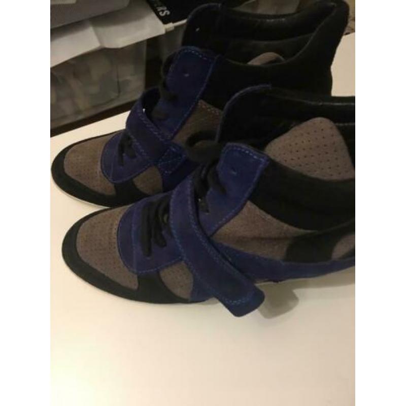 Ash wedge sneaker mt 41 zwart/cobalt/zand