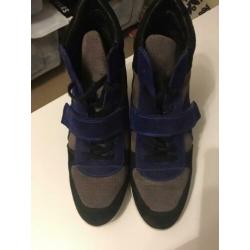 Ash wedge sneaker mt 41 zwart/cobalt/zand