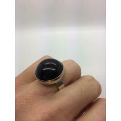 H452 Prachtige zilveren modernist ring met onyx