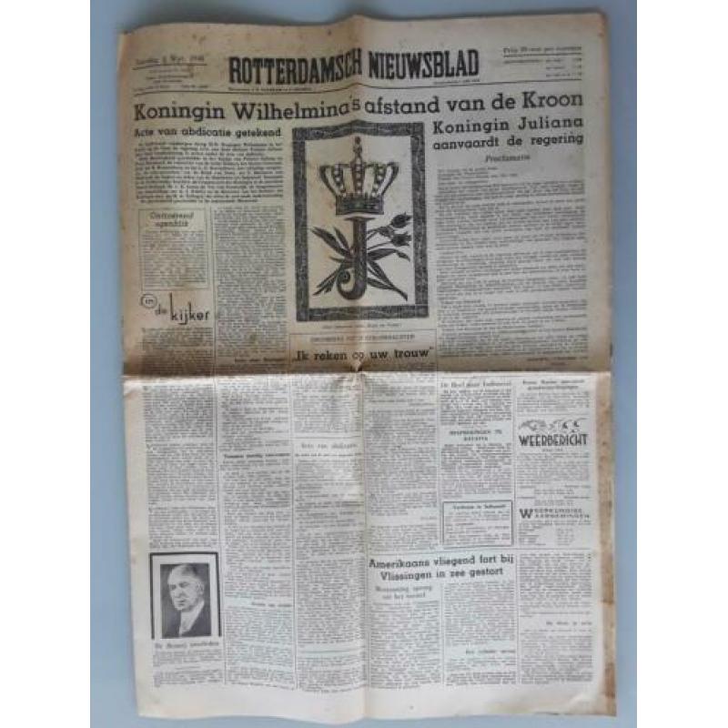 1948: 3x Rotterdamsch Nieuwsbl.+1x A.D. :inhuldiging JULIANA