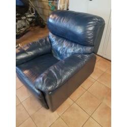 Blauw lederen relax fauteuil