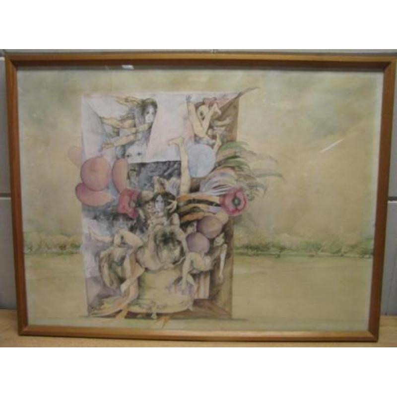 5871 - aquarel inkt Joost Roelofsz 1965 gesigneerd - € 75