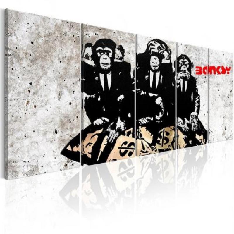 Nieuw canvas schilderij 5 luik Banksy - Hope 240 x 90 cm