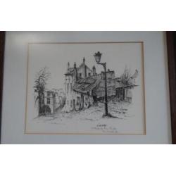 PENTEKENING MONTMARTRE * IN LIJST * Gesigneerd *