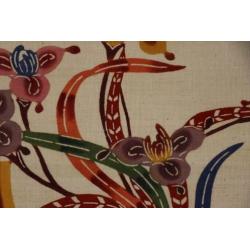 Japanse scroll, Okinawa Batik "Schat Boot" op linnen, 1980+.