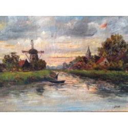 Impressionistisch landschap op doek, ca 1900