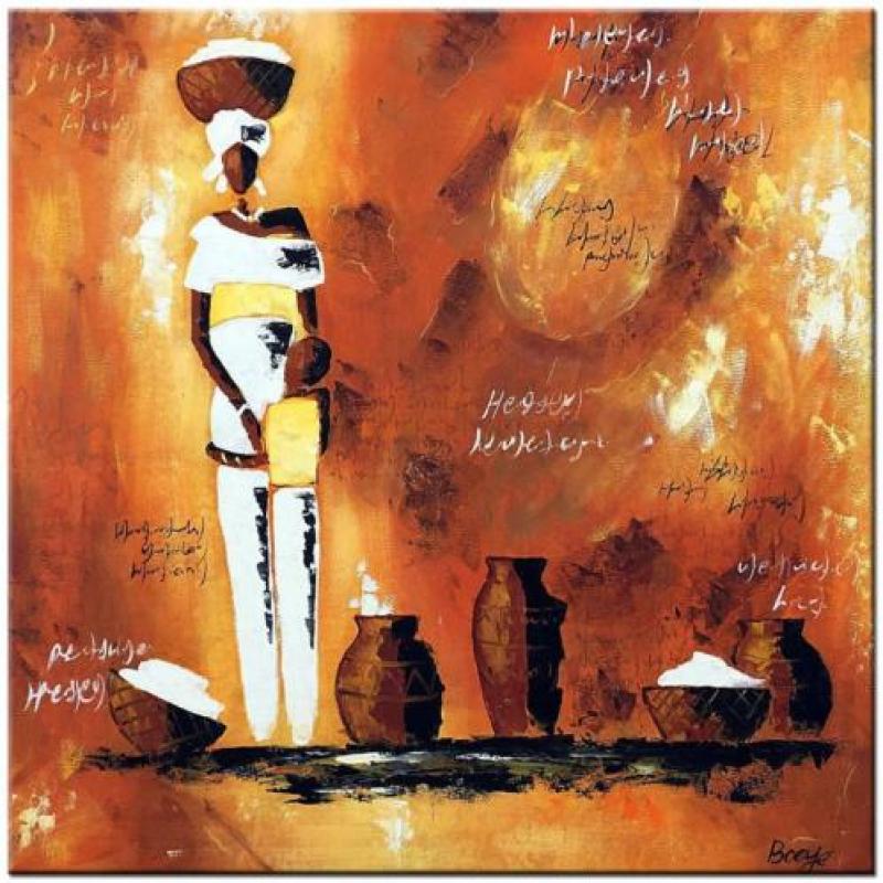 AF003 Afrika olieverf schilderij 100x100cm