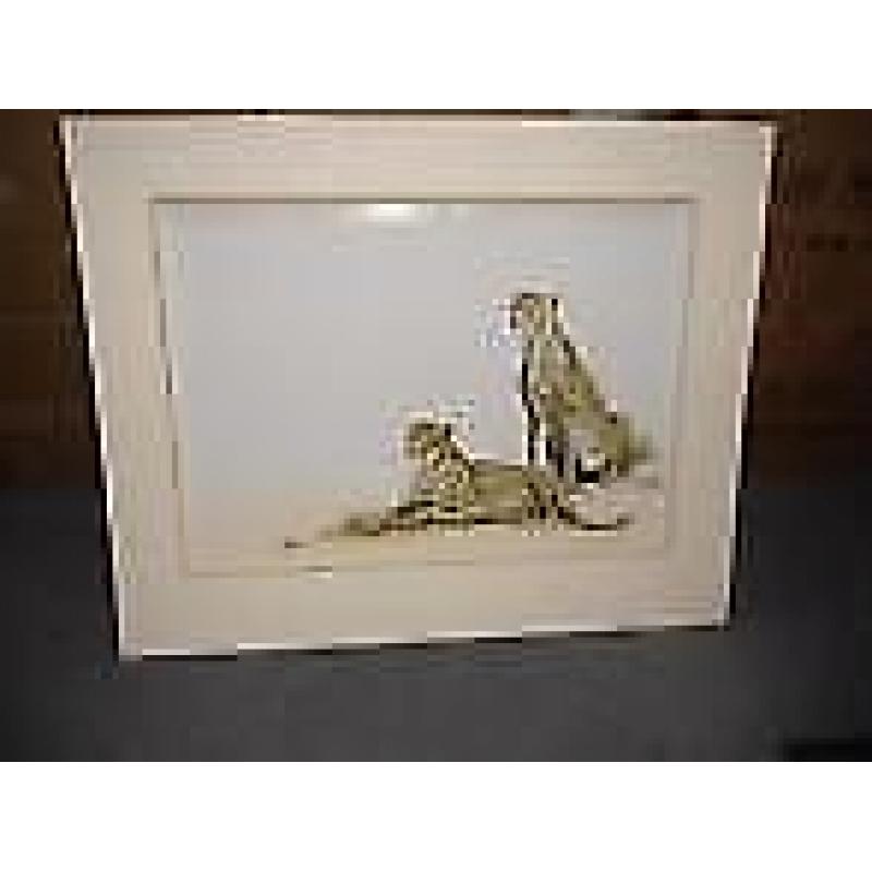 WENDY WALDECK: gesigneerde waterverftekening *Cheetah's*