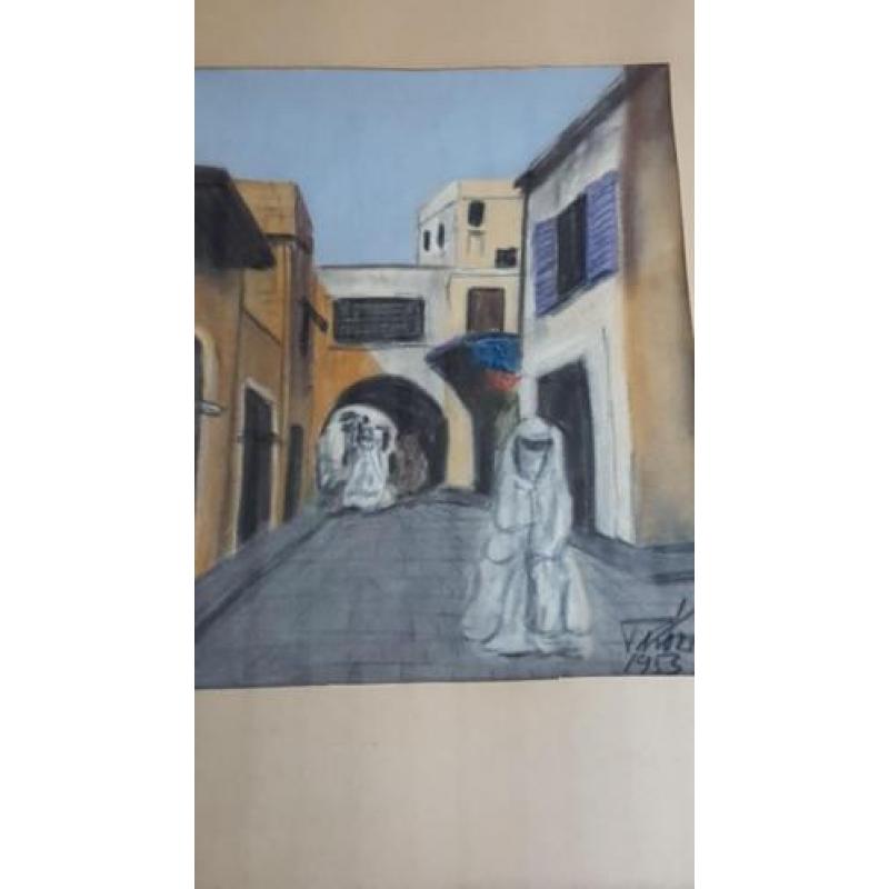 Pastel Tunis 1953 gesigneerd