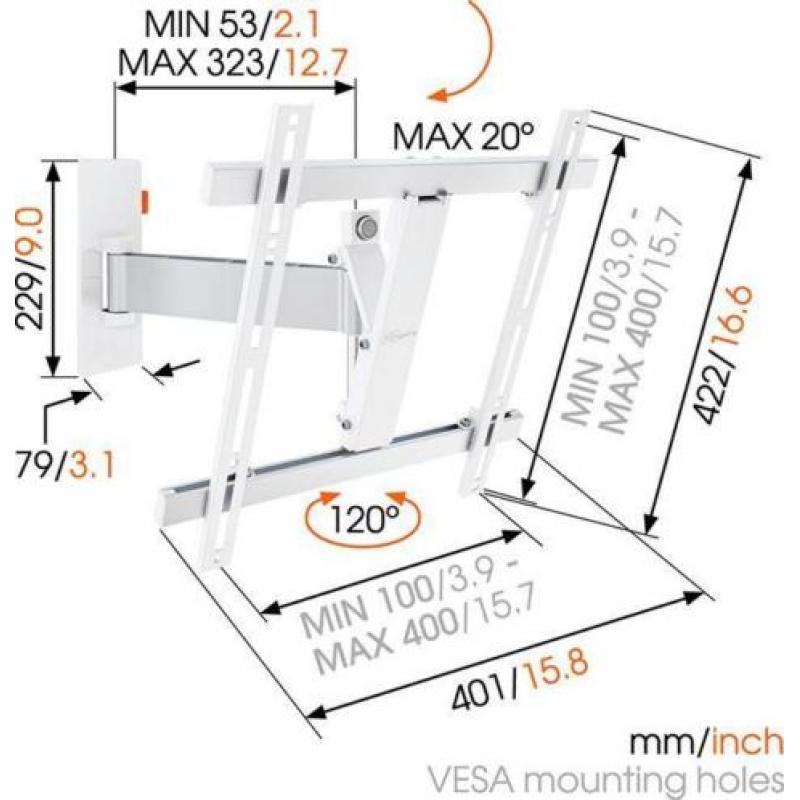 Vogels WALL 2225 wit muurbeugels