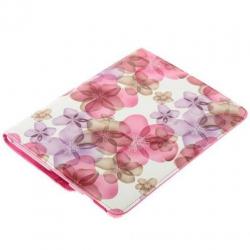 iPad 4 hoes 360 graden roteerbaar PU leder Bloemetjes Roze