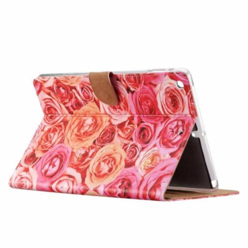 Ntech iPad Air Roos Design Booktype Kunstleer Hoesje Met Pa