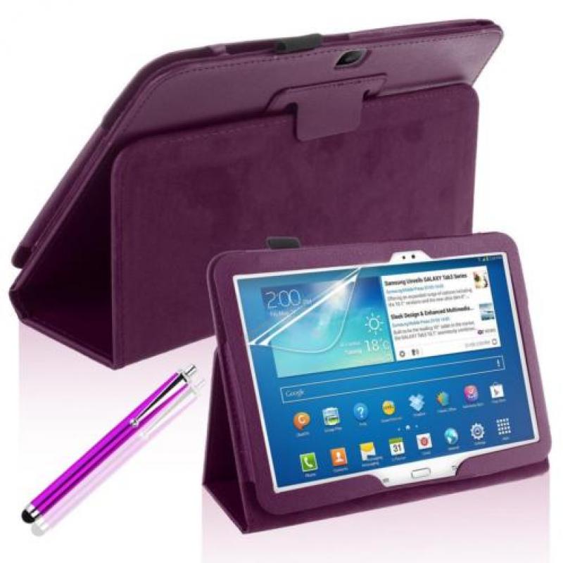 Samsung Galaxy Tab 3 10.1 lederen Flipcase hoes Gratis VRZ