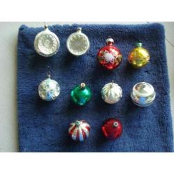 10x Antieke kerstballen in doos/ glas