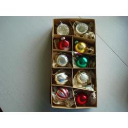 10x Antieke kerstballen in doos/ glas