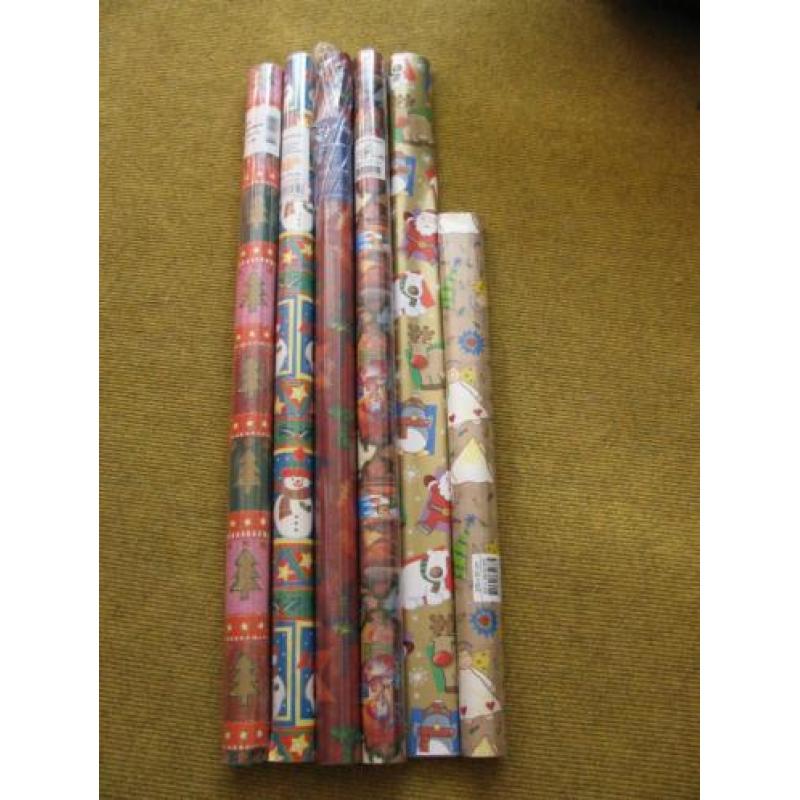 6 rollen Kerst inpakpapier, cadeaupapier, pakpapier, papier