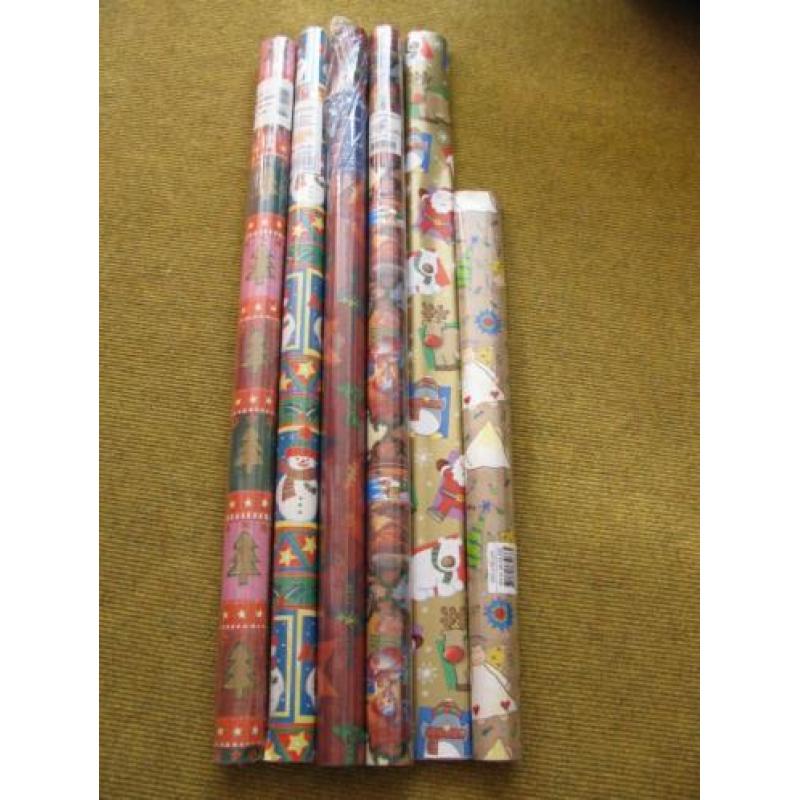 6 rollen Kerst inpakpapier, cadeaupapier, pakpapier, papier