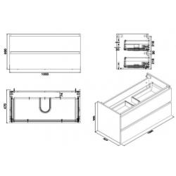 Vision losse onderkast+2 laden 100×47 houtnerf grijs