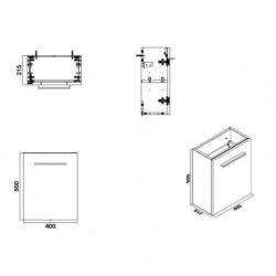 Fonteinkast Luna L/R 1 Deur 40X21 Wit