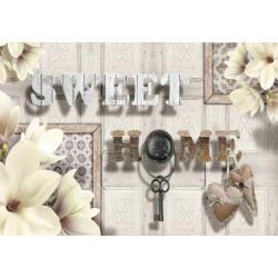 Hout fotobehang Sweet Home grijs, sfeer behang wand