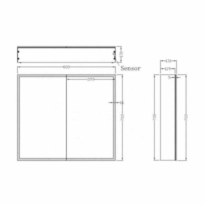 Spiegelkast Quatro Met Rand Verlichting 80X70X13 Aluminium