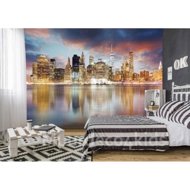 New York by night fotobehang, New York behang *Muurdeco4kids