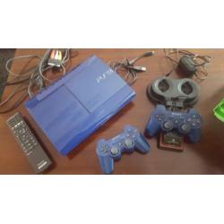 Playstation 3 blauw slimfit met 2 controllers en 16 spellen